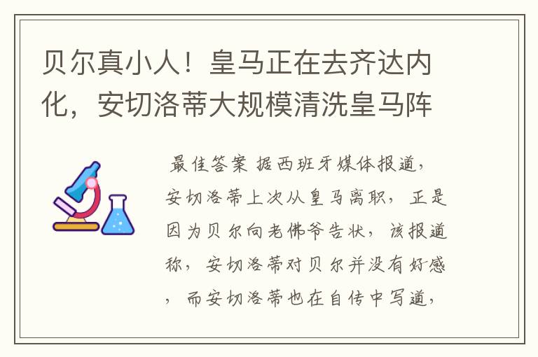 贝尔真小人!皇马正在去齐达内化,安切洛蒂大规模清洗皇马阵容