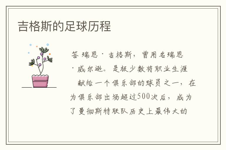 吉格斯的足球历程