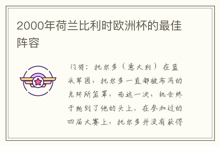 2000年荷兰比利时欧洲杯的最佳阵容