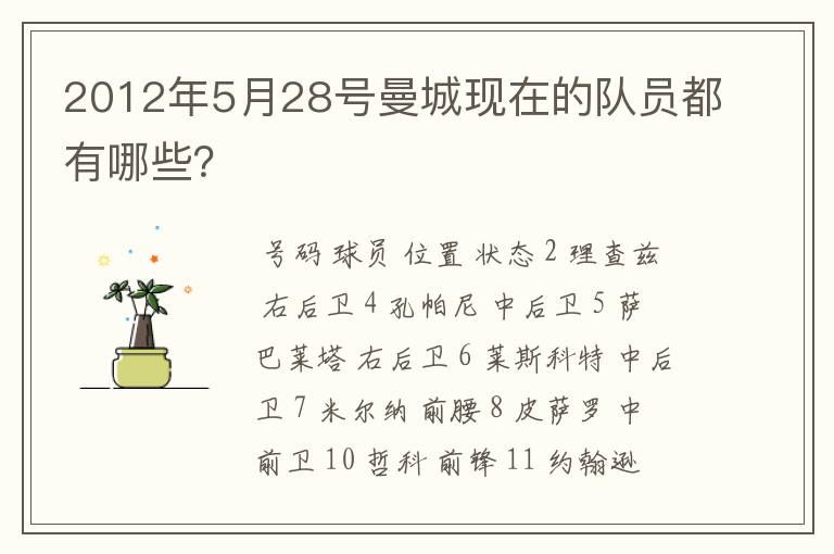 2012年5月28号曼城现在的队员都有哪些？