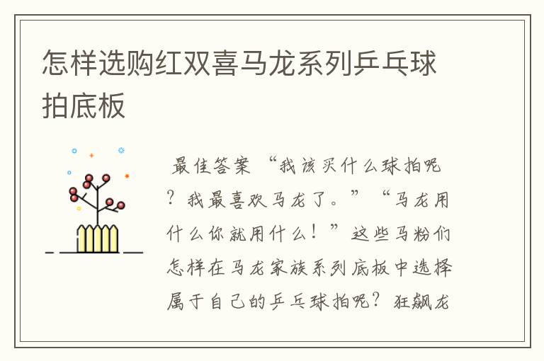 怎样选购红双喜马龙系列乒乓球拍底板
