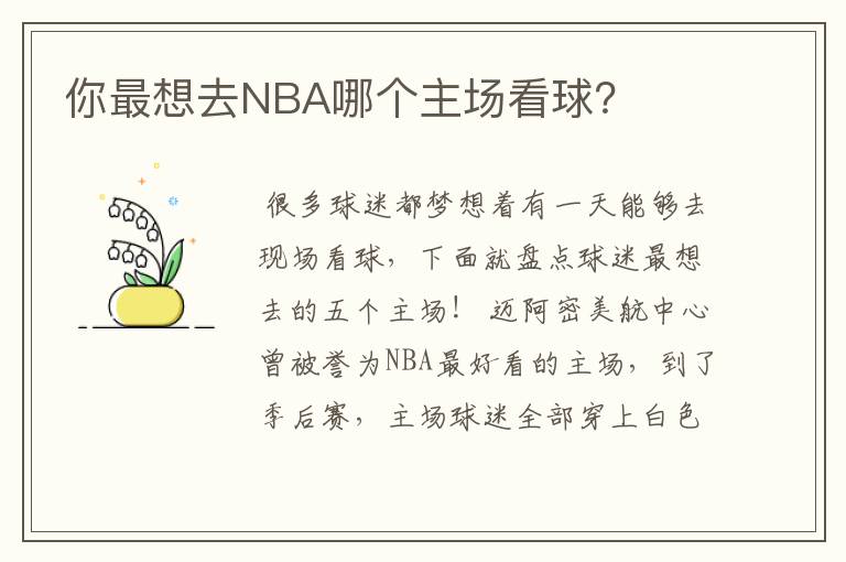 你最想去NBA哪个主场看球?