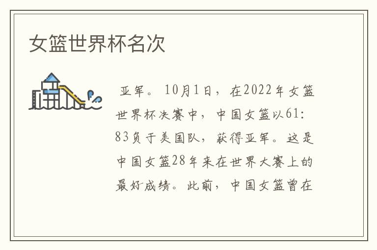 女篮世界杯名次