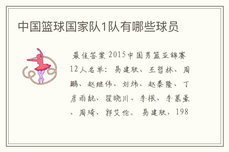 中国篮球国家队1队有哪些球员