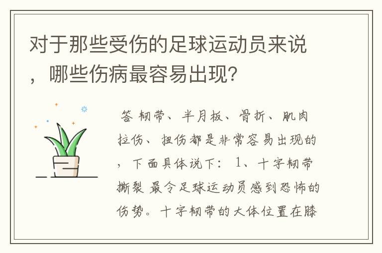 对于那些受伤的足球运动员来说,哪些伤病最容易出现?