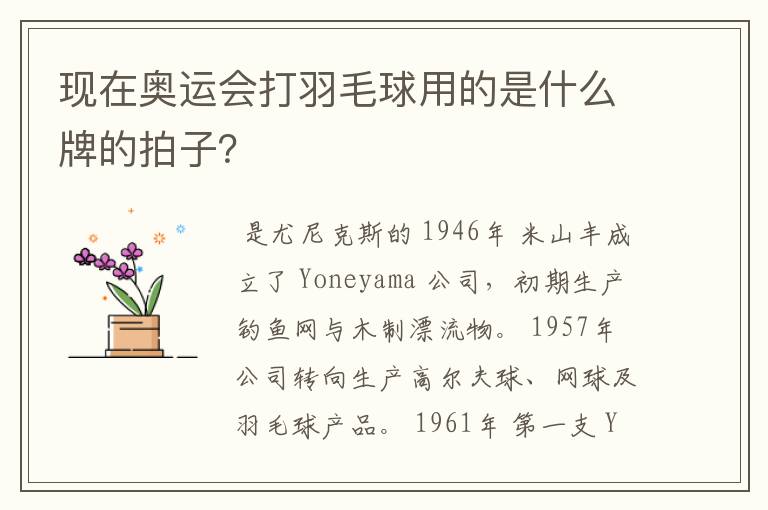 现在奥运会打羽毛球用的是什么牌的拍子？