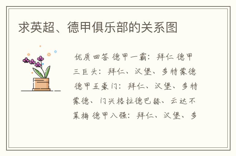 求英超、德甲俱乐部的关系图
