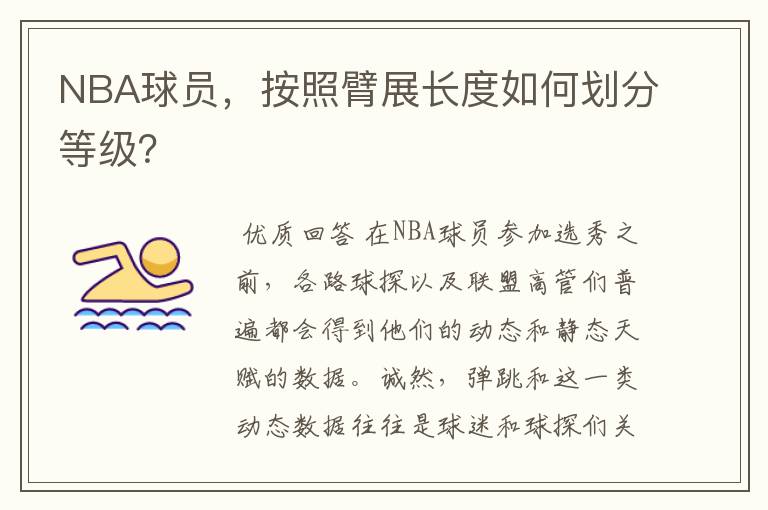NBA球员,按照臂展长度如何划分等级?