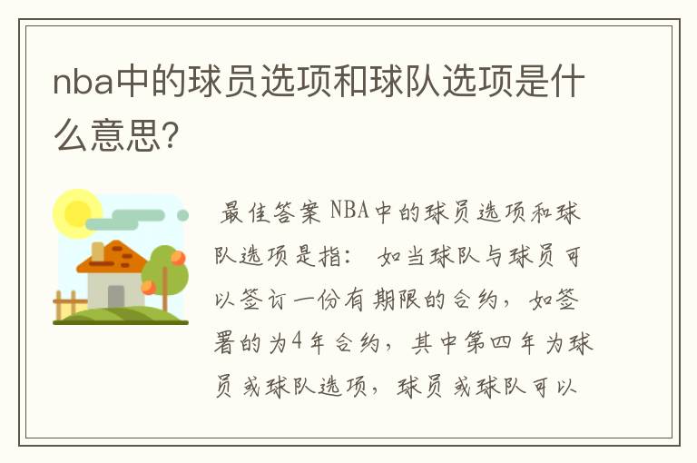 nba中的球员选项和球队选项是什么意思?