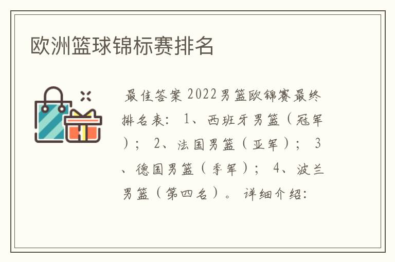 欧洲篮球锦标赛排名