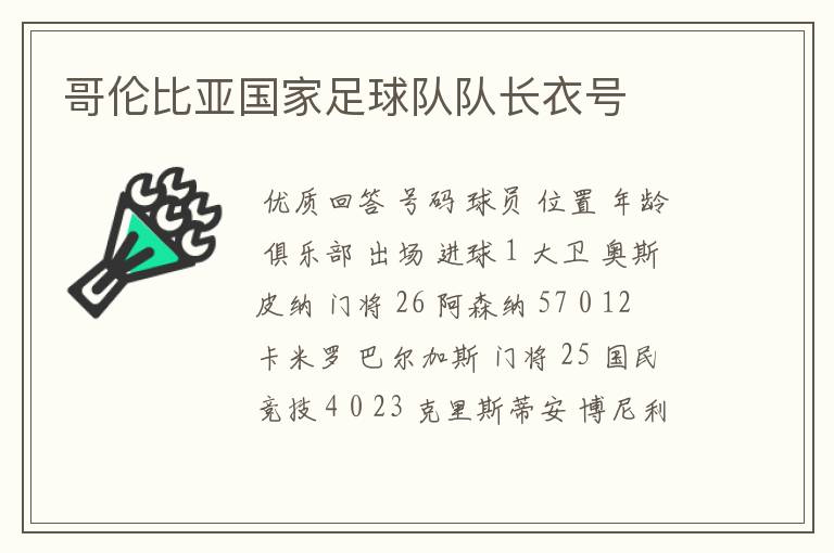 哥伦比亚国家足球队队长衣号