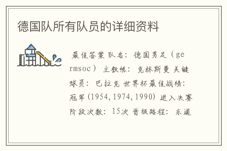 德国队所有队员的详细资料