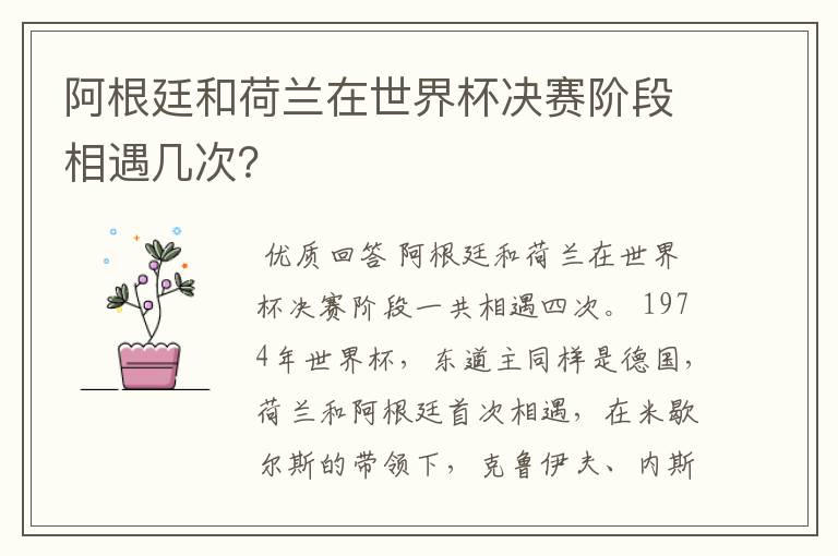 阿根廷和荷兰在世界杯决赛阶段相遇几次?