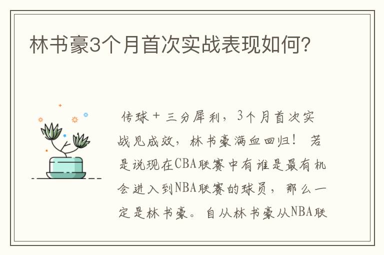 林书豪3个月首次实战表现如何?