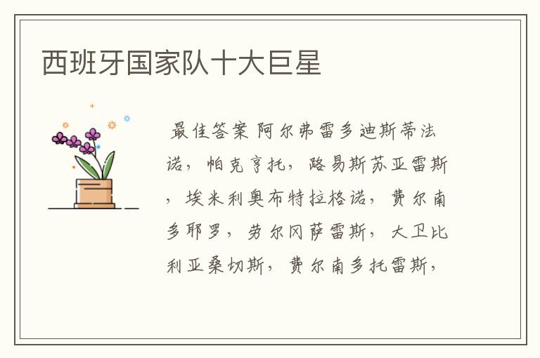 西班牙国家队十大巨星