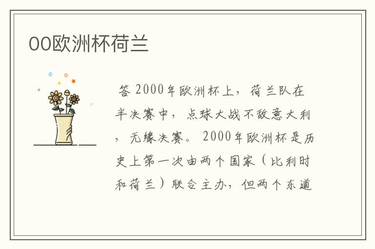 00欧洲杯荷兰