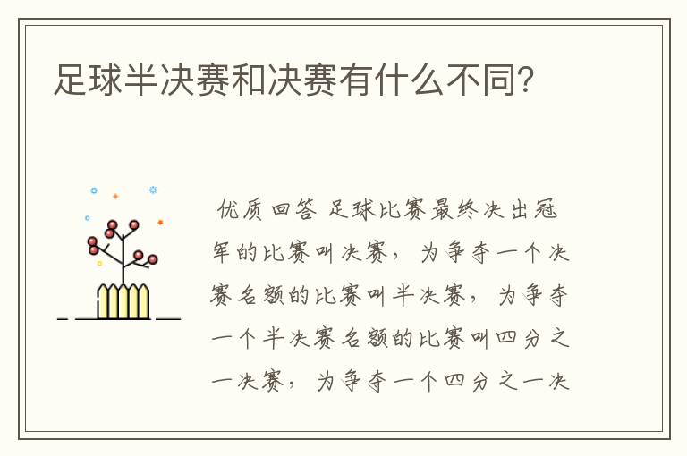 足球半决赛和决赛有什么不同?