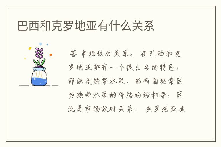 巴西和克罗地亚有什么关系