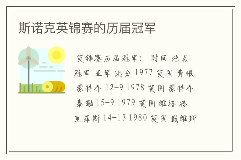 斯诺克英锦赛的历届冠军