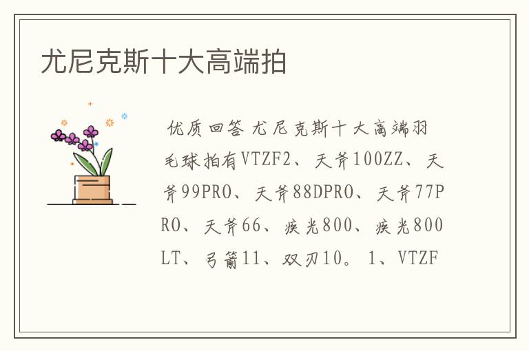 尤尼克斯十大高端拍