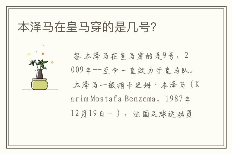 本泽马在皇马穿的是几号?