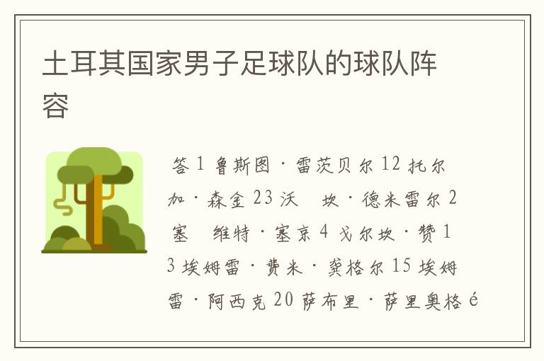 土耳其国家男子足球队的球队阵容