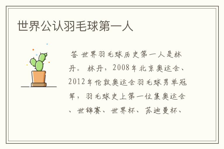 世界公认羽毛球第一人