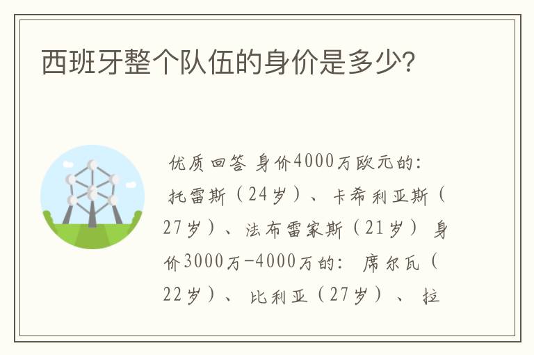 西班牙整个队伍的身价是多少?