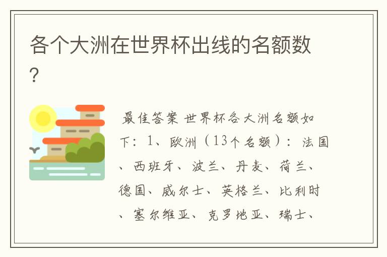 各个大洲在世界杯出线的名额数?