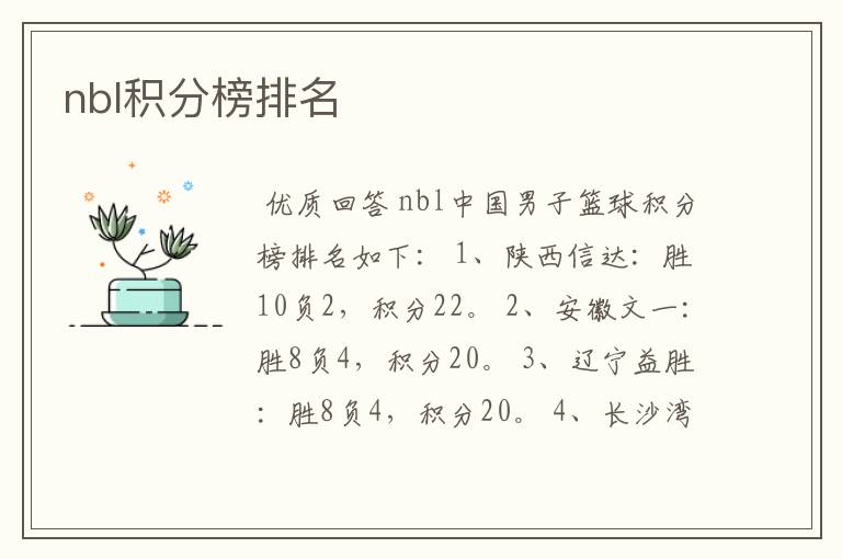 nbl积分榜排名