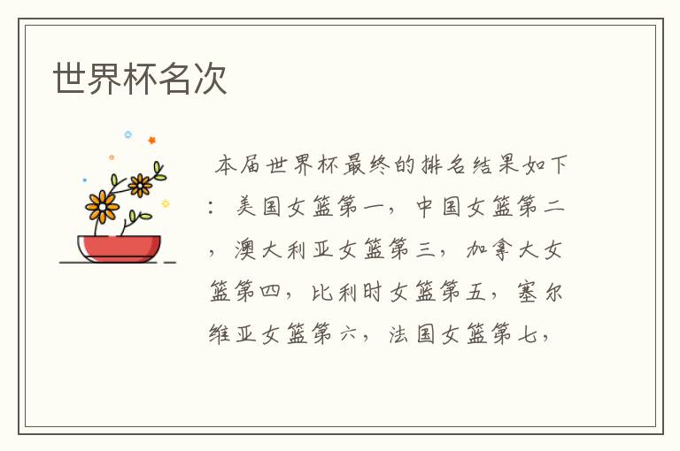 世界杯名次