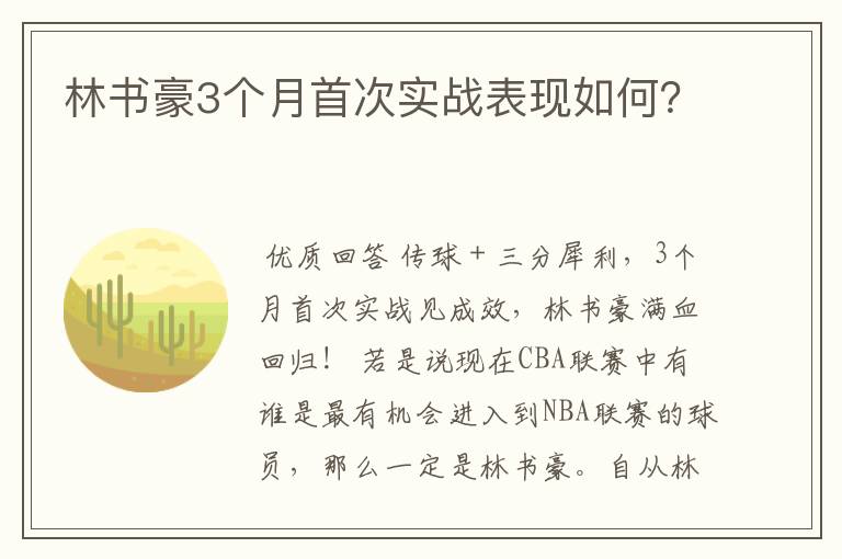 林书豪3个月首次实战表现如何?
