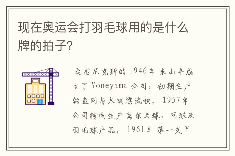 现在奥运会打羽毛球用的是什么牌的拍子?