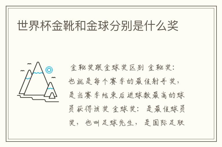 世界杯金靴和金球分别是什么奖