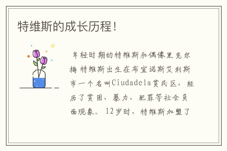 特维斯的成长历程!