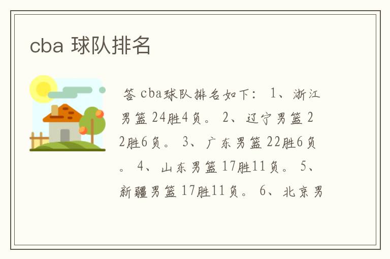 cba 球队排名
