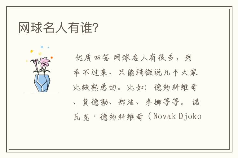 网球名人有谁?
