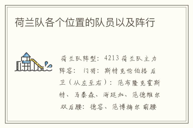 荷兰队各个位置的队员以及阵行