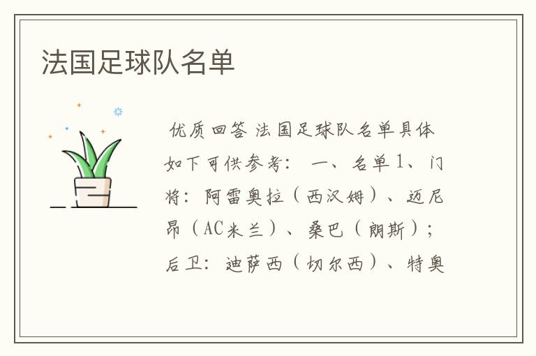 法国足球队名单