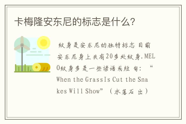 卡梅隆安东尼的标志是什么?
