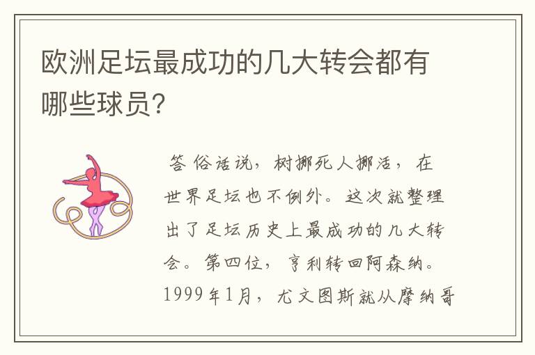 欧洲足坛最成功的几大转会都有哪些球员？