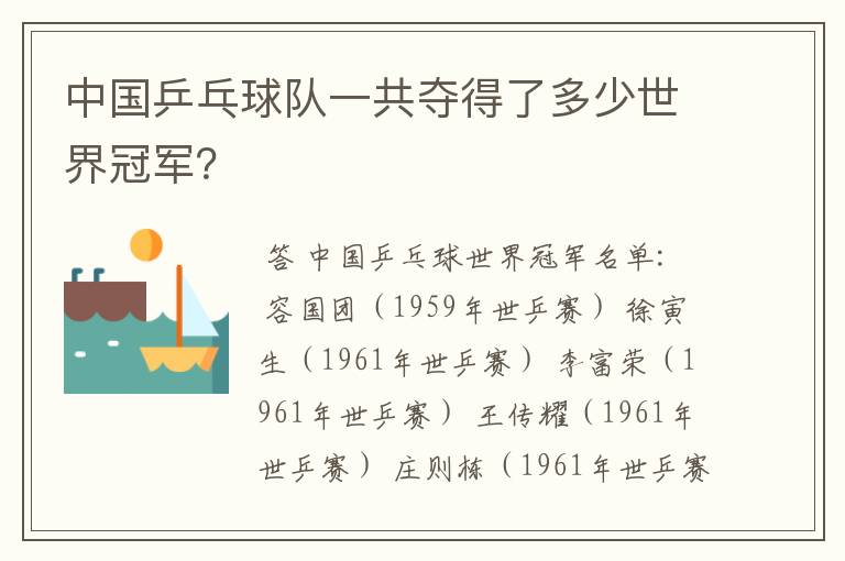 中国乒乓球队一共夺得了多少世界冠军？