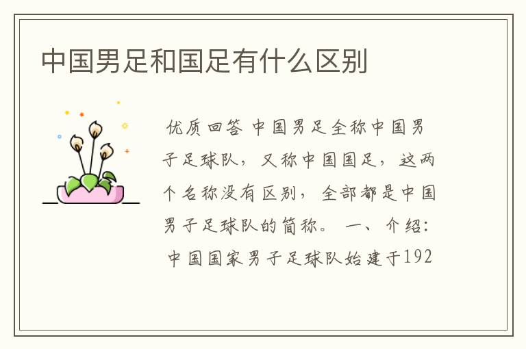 中国男足和国足有什么区别