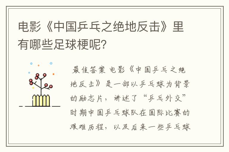 电影《中国乒乓之绝地反击》里有哪些足球梗呢?