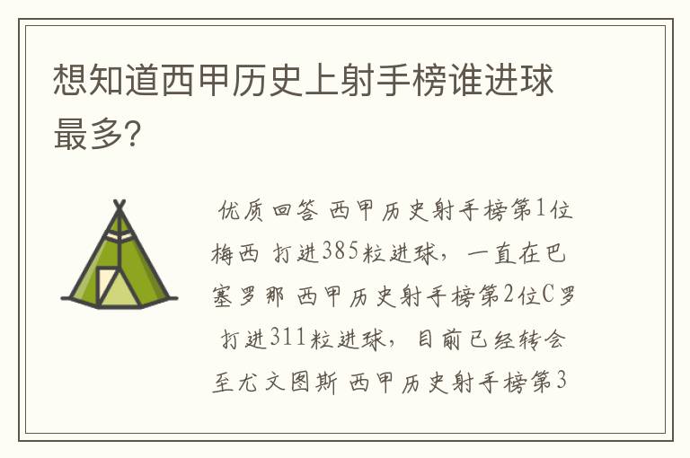 想知道西甲历史上射手榜谁进球最多?