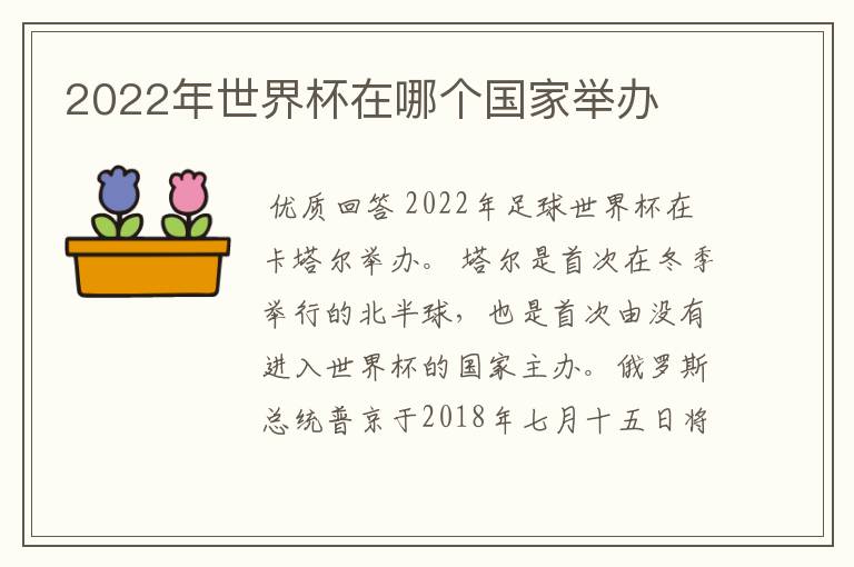 2022年世界杯在哪个国家举办