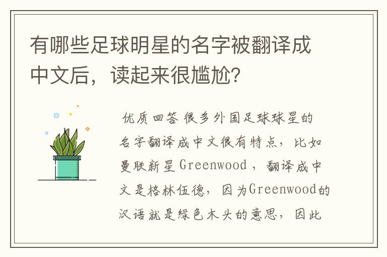 有哪些足球明星的名字被翻译成中文后,读起来很尴尬?