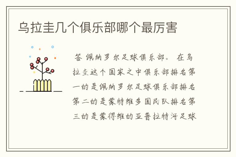乌拉圭几个俱乐部哪个最厉害