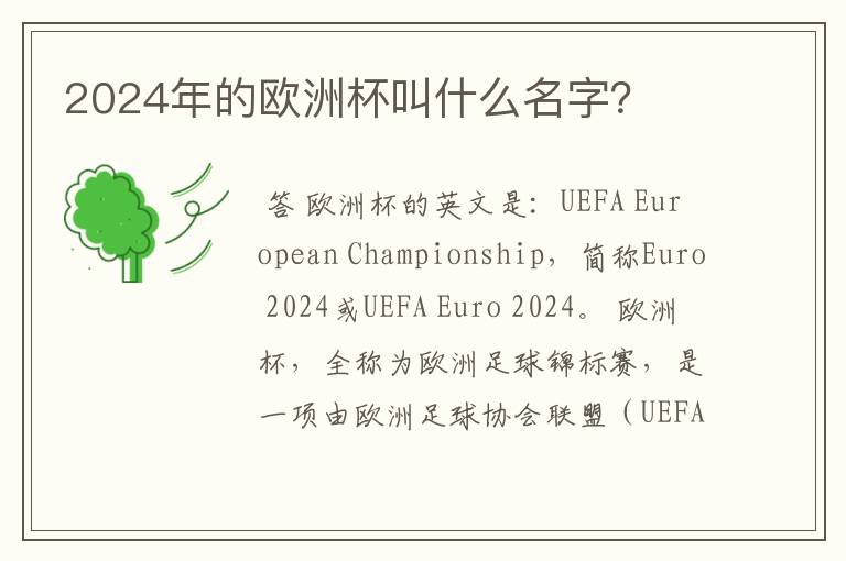 2024年的欧洲杯叫什么名字?