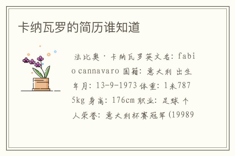卡纳瓦罗的简历谁知道